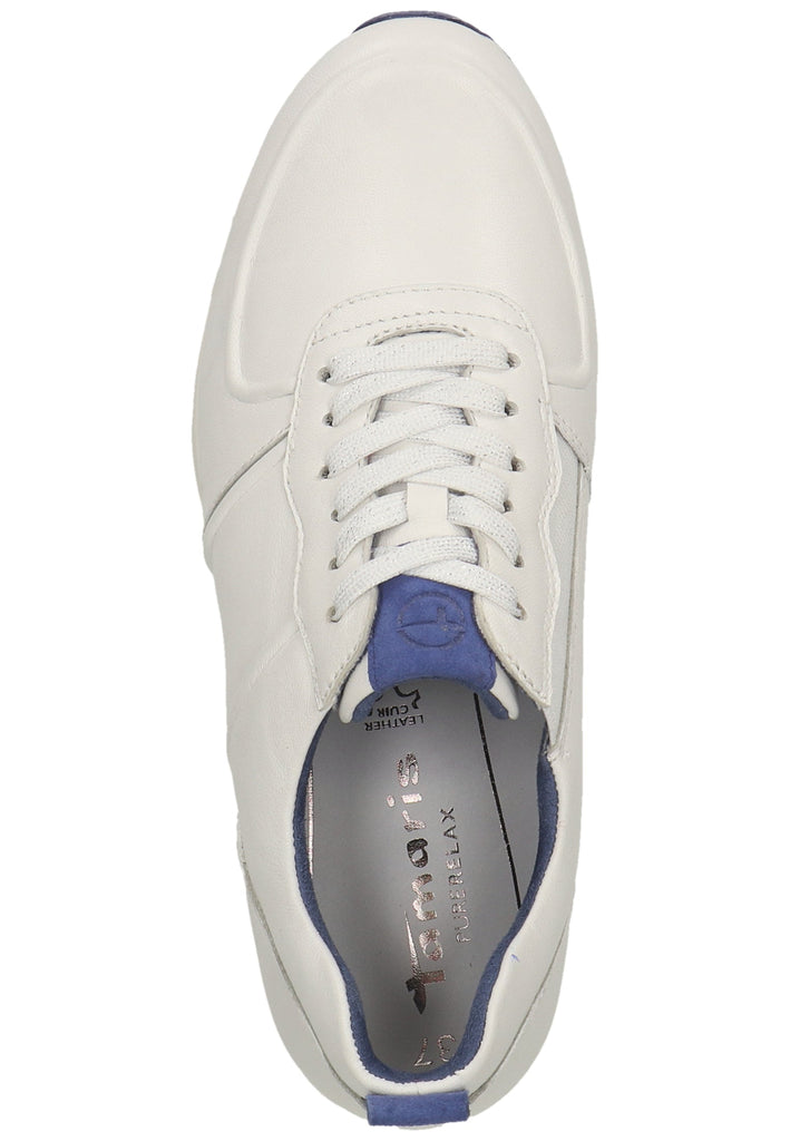 Tamaris Sneaker Leder Weiß/Blau - surf4shoes