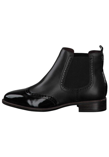 Tamaris Stiefelette Leder/Synthetik Schwarz Lack - surf4shoes