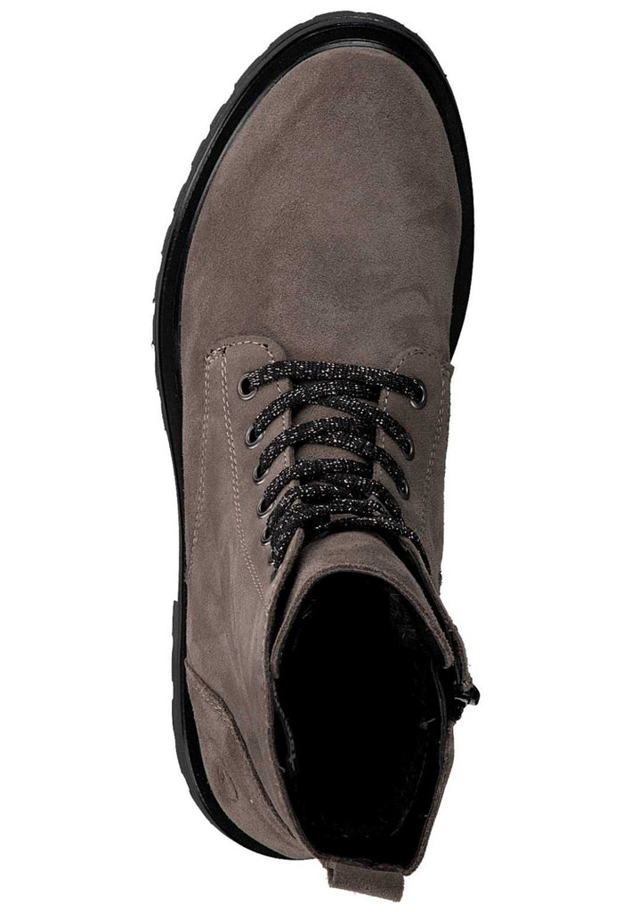 Tamaris Stiefelette Leder Taupe Warmfutter - surf4shoes