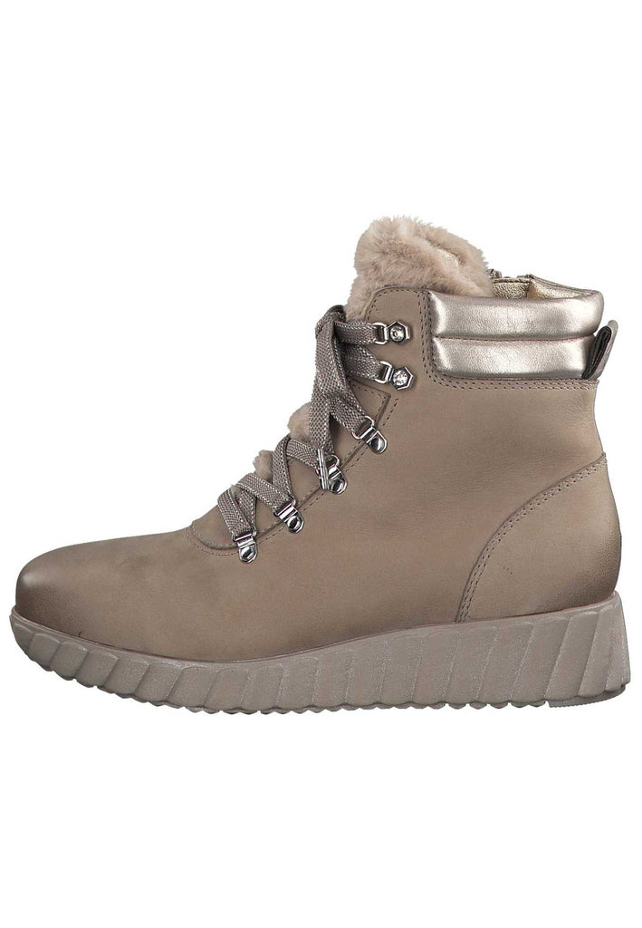 Tamaris Stiefelette Leder/Textil Taupe Warmfutter - surf4shoes