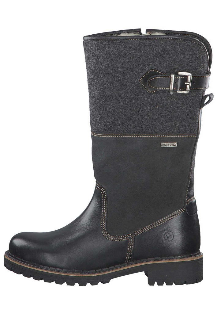 Tamaris Stiefel Leder/Textil Schwarz Warmfutter - surf4shoes