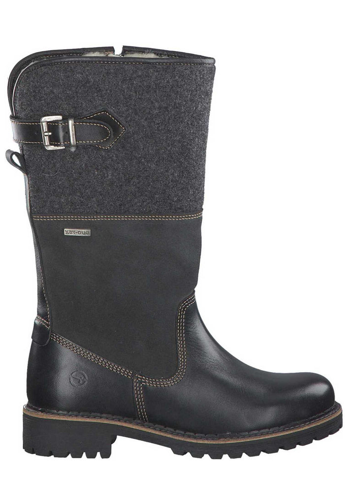 Tamaris Stiefel Leder/Textil Schwarz Warmfutter - surf4shoes