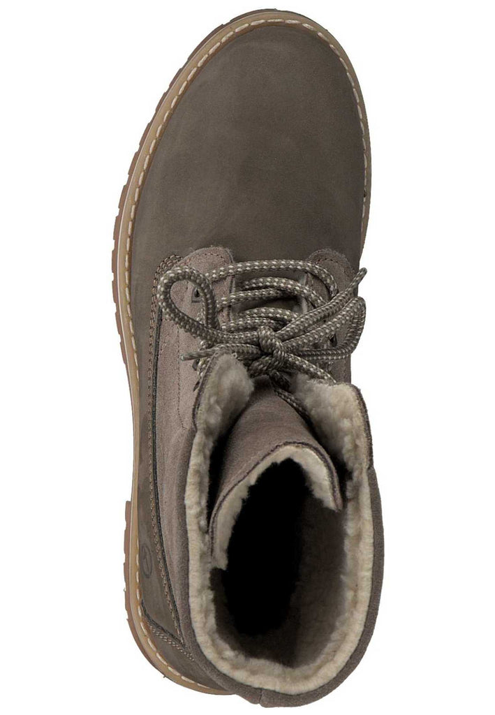 Tamaris Stiefelette Leder Taupe Warmfutter - surf4shoes