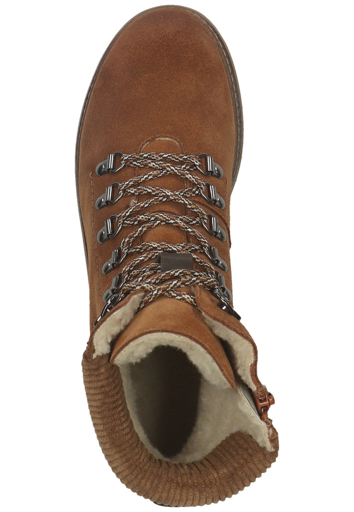 Tamaris Stiefelette Leder/Textil Cognac Warmfutter - surf4shoes