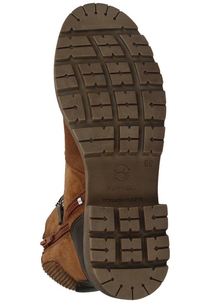 Tamaris Stiefelette Leder/Textil Cognac Warmfutter - surf4shoes
