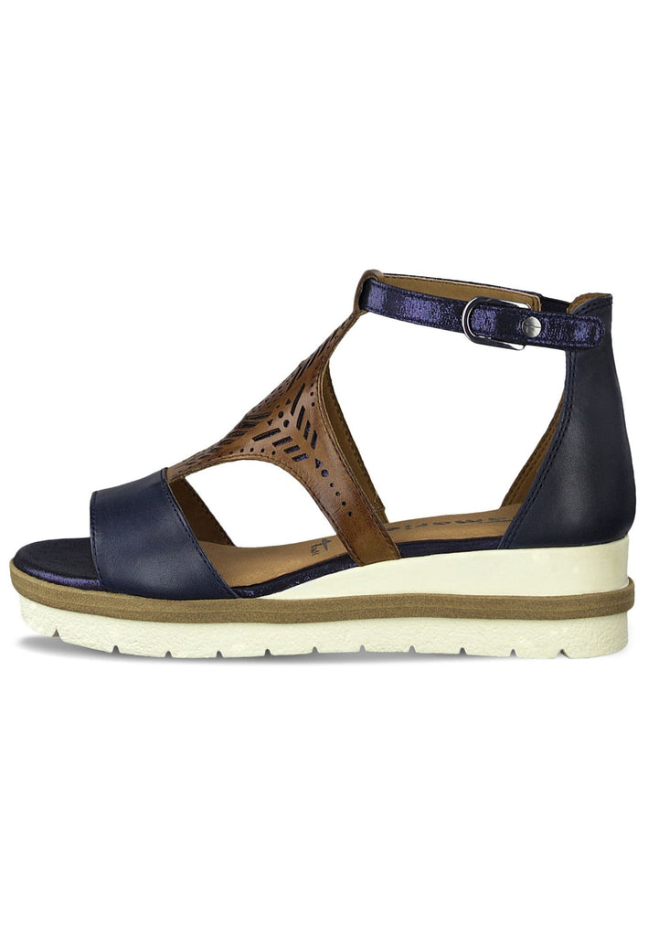 Tamaris Sandalen Leder/Textil Blau/Braun - surf4shoes