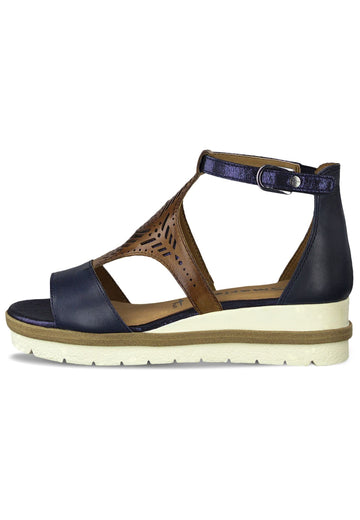 Tamaris Sandalen Leder/Textil Blau/Braun - surf4shoes