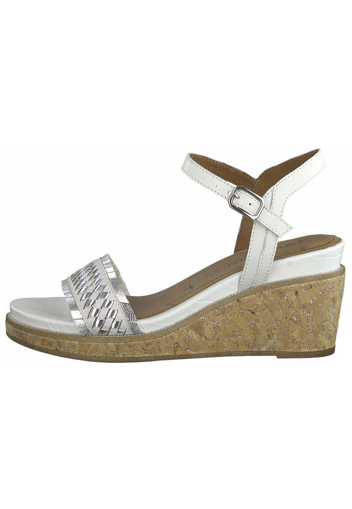 Tamaris Sandalen Leder/Synthetik Weiß/Silber - surf4shoes