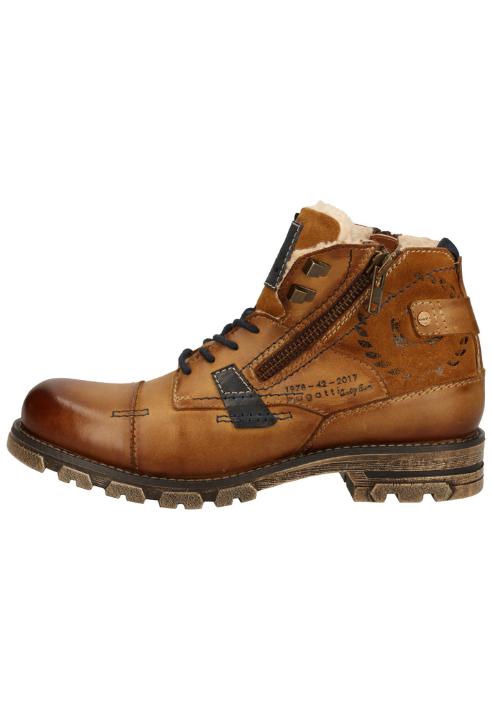 Bugatti Stiefelette Nappaleder Cognac Warmfutter - surf4shoes