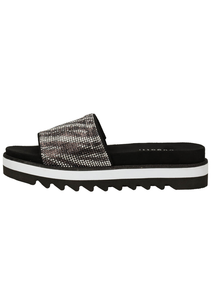 Bugatti Pantoletten Textil Schwarz/Weiß - surf4shoes