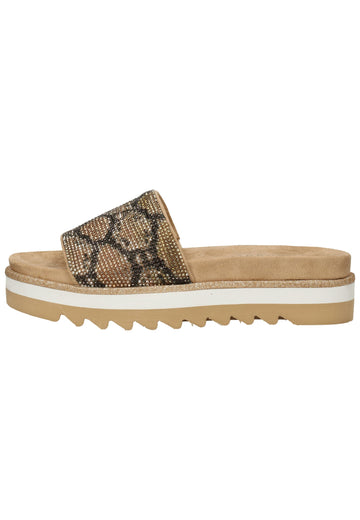 Bugatti Pantoletten Textil Schwarz/Braun - surf4shoes