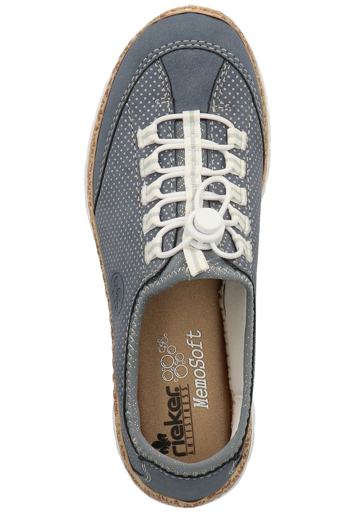 Rieker Sneaker Lederimitat Blau/Silber - surf4shoes