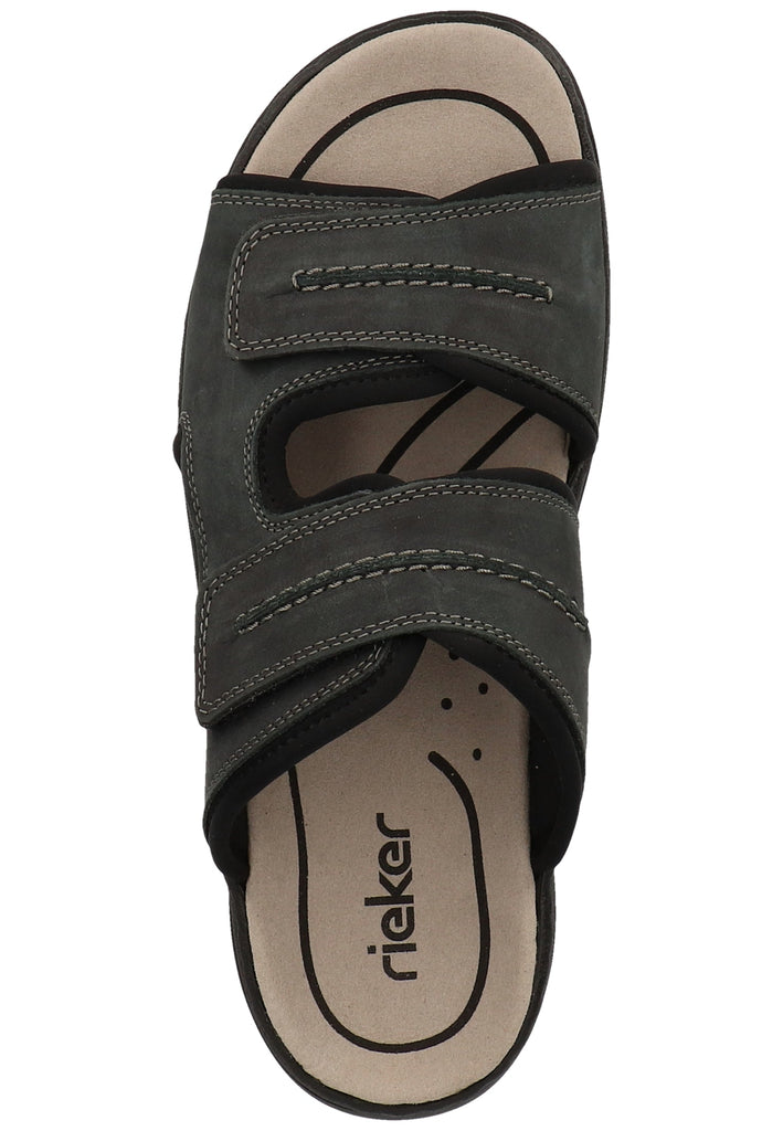 Rieker Pantoletten Leder Blau/Schwarz - surf4shoes