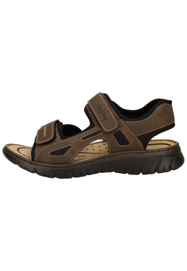 Rieker Sandalen Lederimitat/Textil Braun/Schwarz - surf4shoes