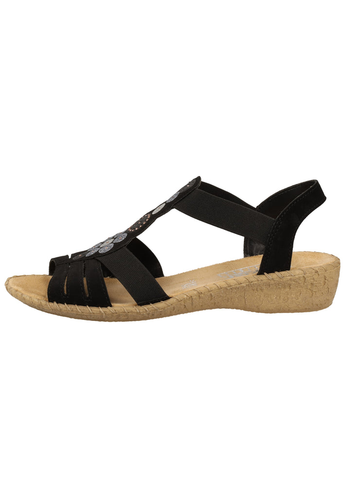 Rieker Sandalen Lederimitat Schwarz - surf4shoes