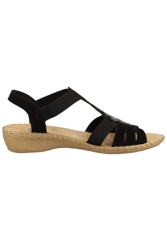 Rieker Sandalen Lederimitat Schwarz - surf4shoes