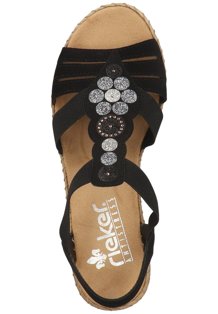 Rieker Sandalen Lederimitat Schwarz - surf4shoes
