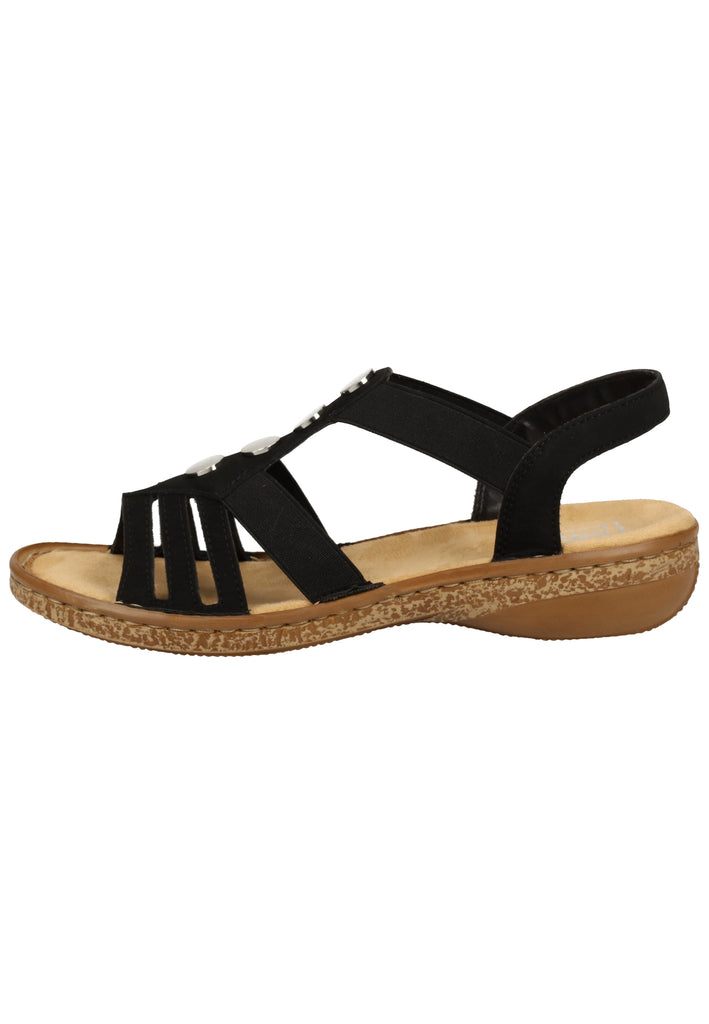 Rieker Sandalen Lederimitat Schwarz - surf4shoes