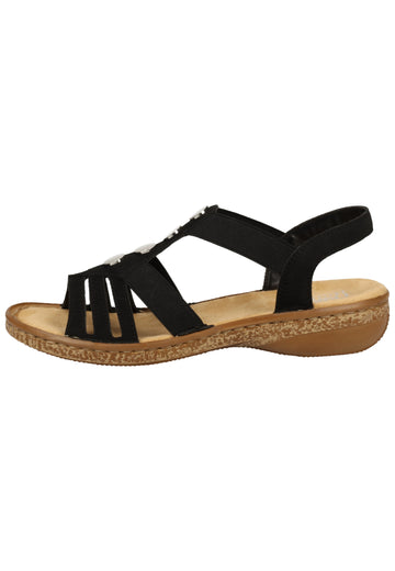 Rieker Sandalen Lederimitat Schwarz - surf4shoes