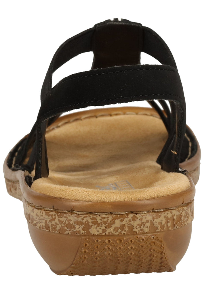 Rieker Sandalen Lederimitat Schwarz - surf4shoes