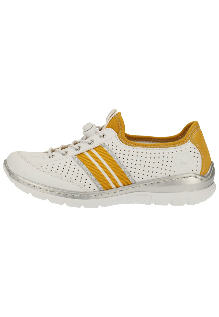 Rieker Sneaker Lederimitat Weiß/Gelb - surf4shoes