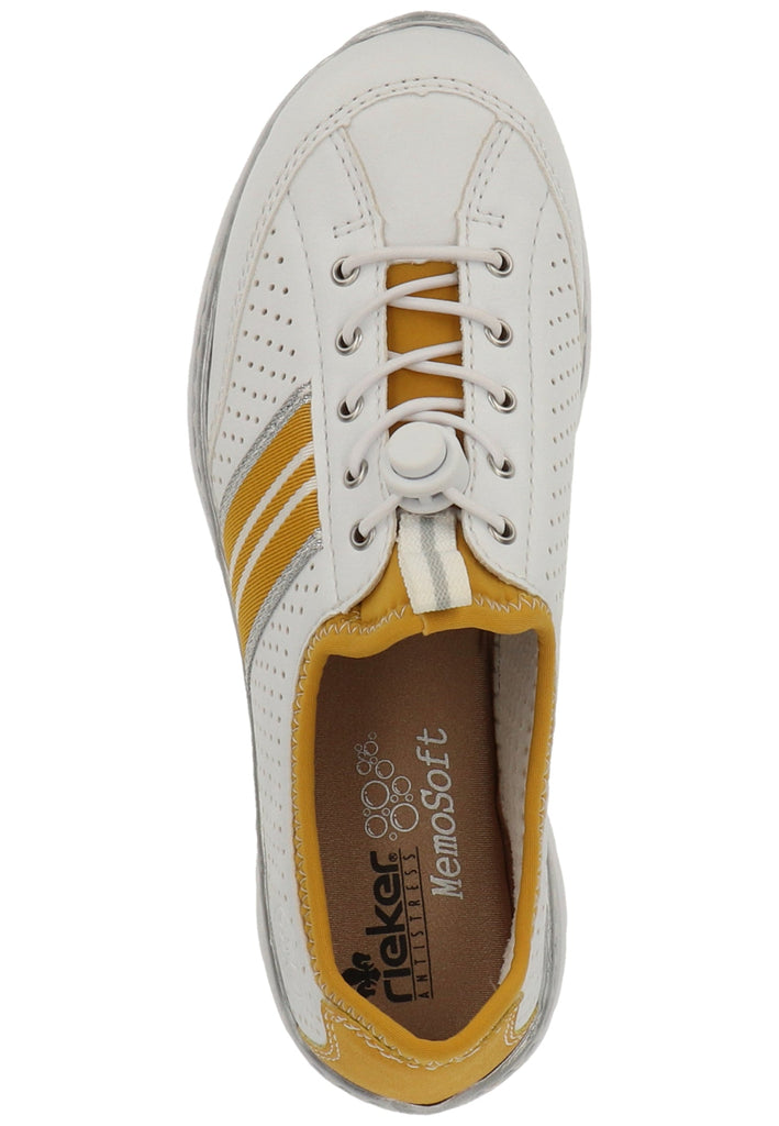 Rieker Sneaker Lederimitat Weiß/Gelb - surf4shoes