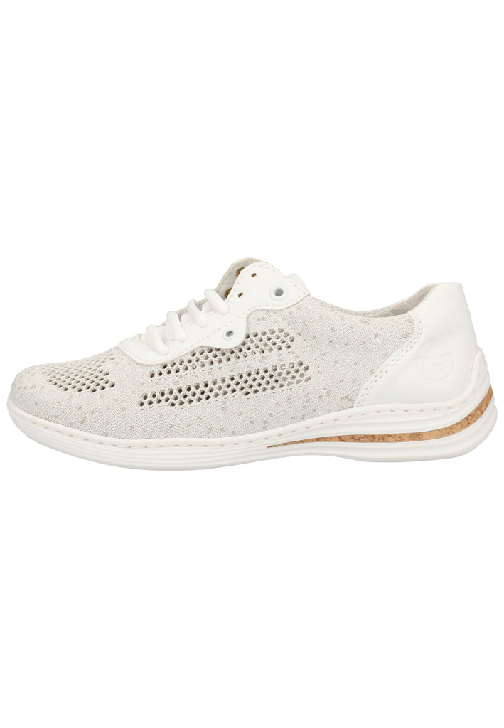Rieker Sneaker Lederimitat/Textil Weiß/Silber - surf4shoes