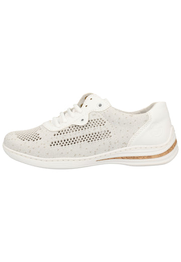 Rieker Sneaker Lederimitat/Textil Weiß/Silber - surf4shoes