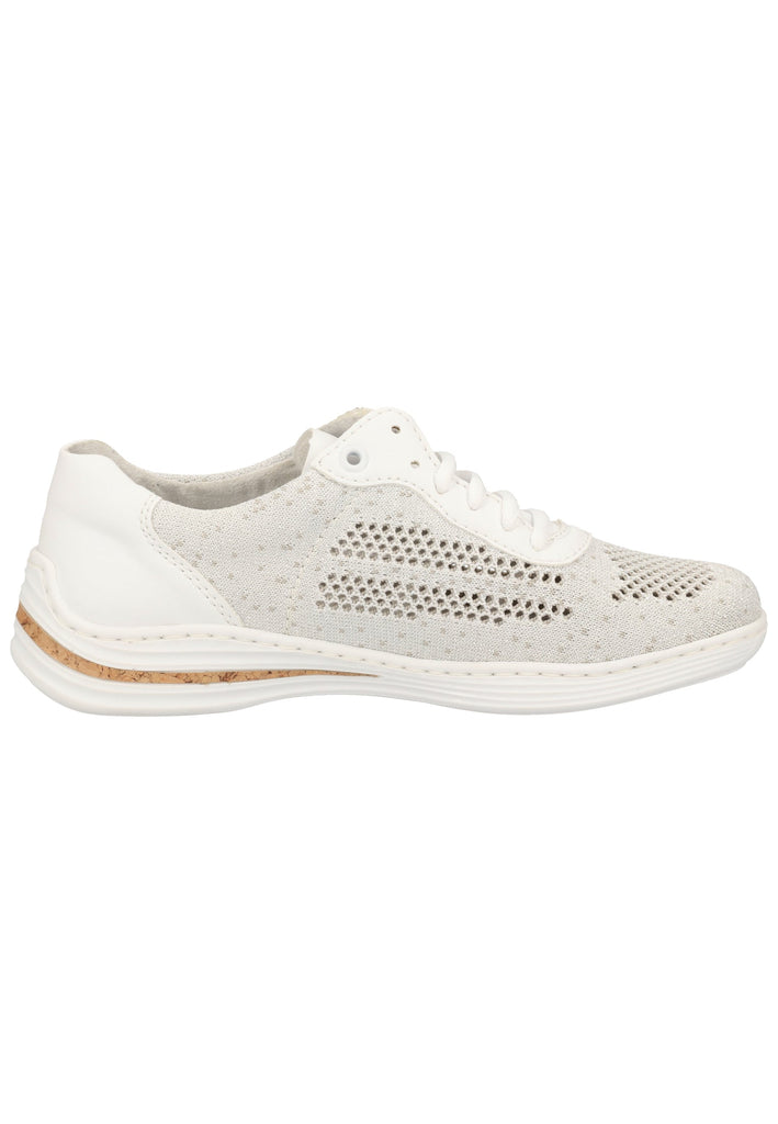 Rieker Sneaker Lederimitat/Textil Weiß/Silber - surf4shoes