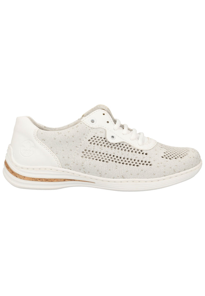 Rieker Sneaker Lederimitat/Textil Weiß/Silber - surf4shoes