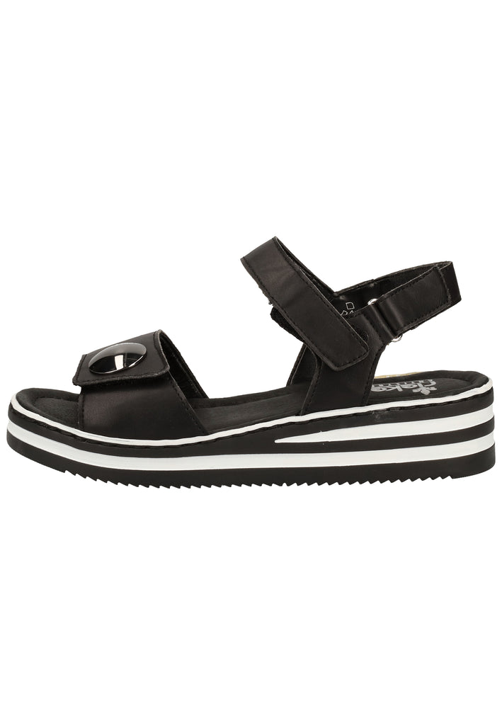 Rieker Sandalen Lederimitat Schwarz - surf4shoes