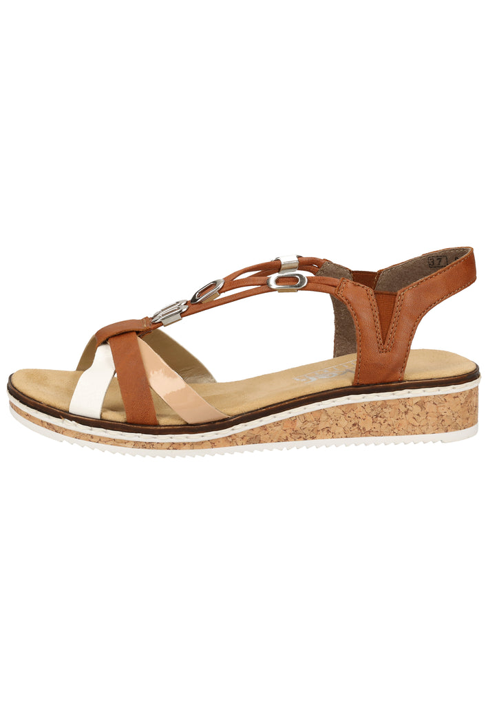 Rieker Sandalen Lederimitat Braun/Weiß - surf4shoes
