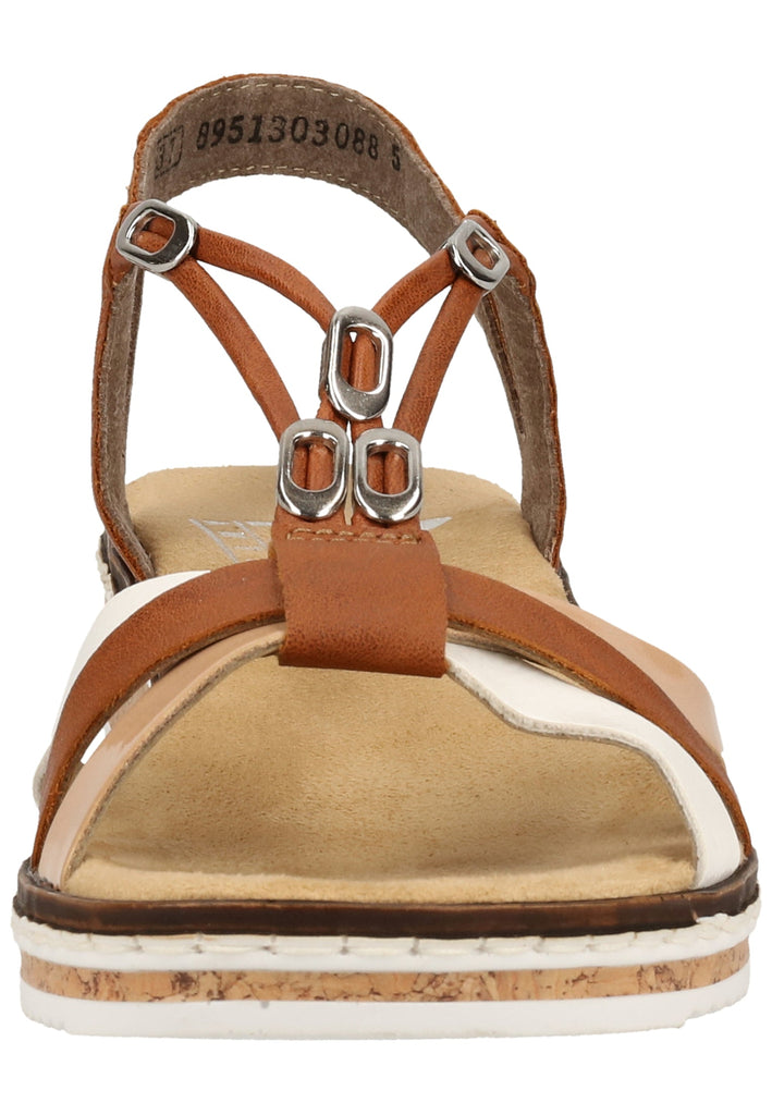Rieker Sandalen Lederimitat Braun/Weiß - surf4shoes
