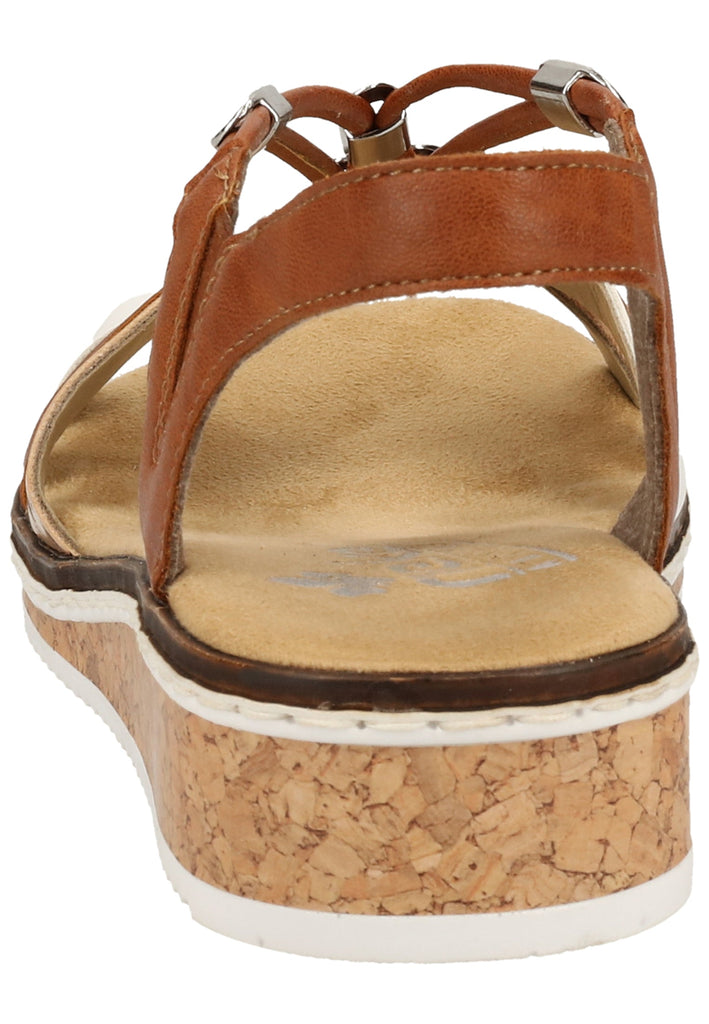 Rieker Sandalen Lederimitat Braun/Weiß - surf4shoes