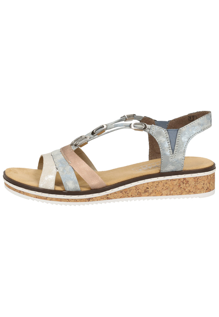 Rieker Sandalen Lederimitat Blau/Silber - surf4shoes