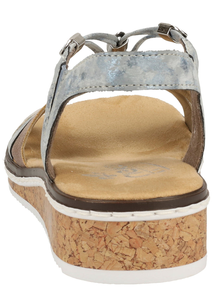 Rieker Sandalen Lederimitat Blau/Silber - surf4shoes