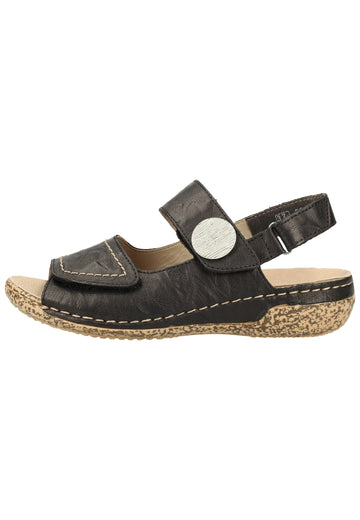 Rieker Sandalen Glattleder Schwarz - surf4shoes