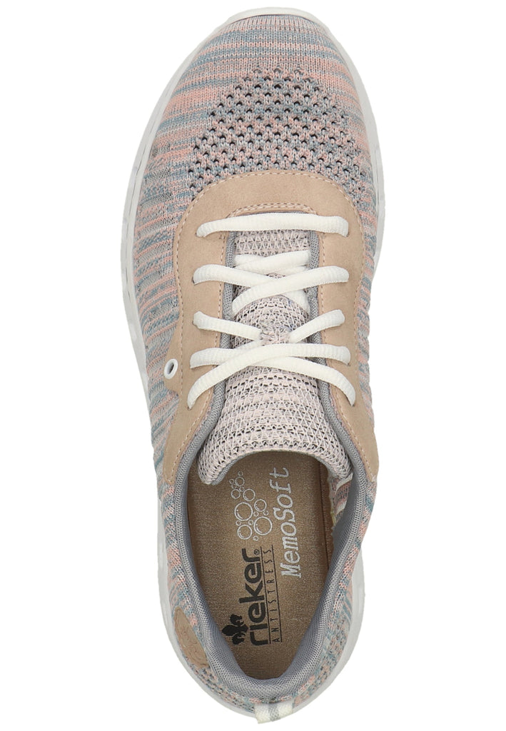 Rieker Sneaker Lederimitat/Textil Blau/Pink - surf4shoes