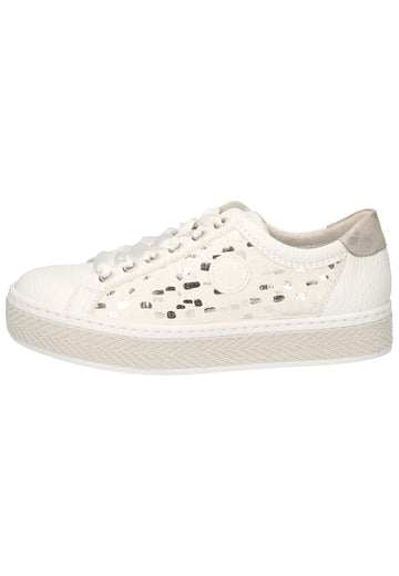 Rieker Sneaker Lederimitat Weiß/Silber - surf4shoes