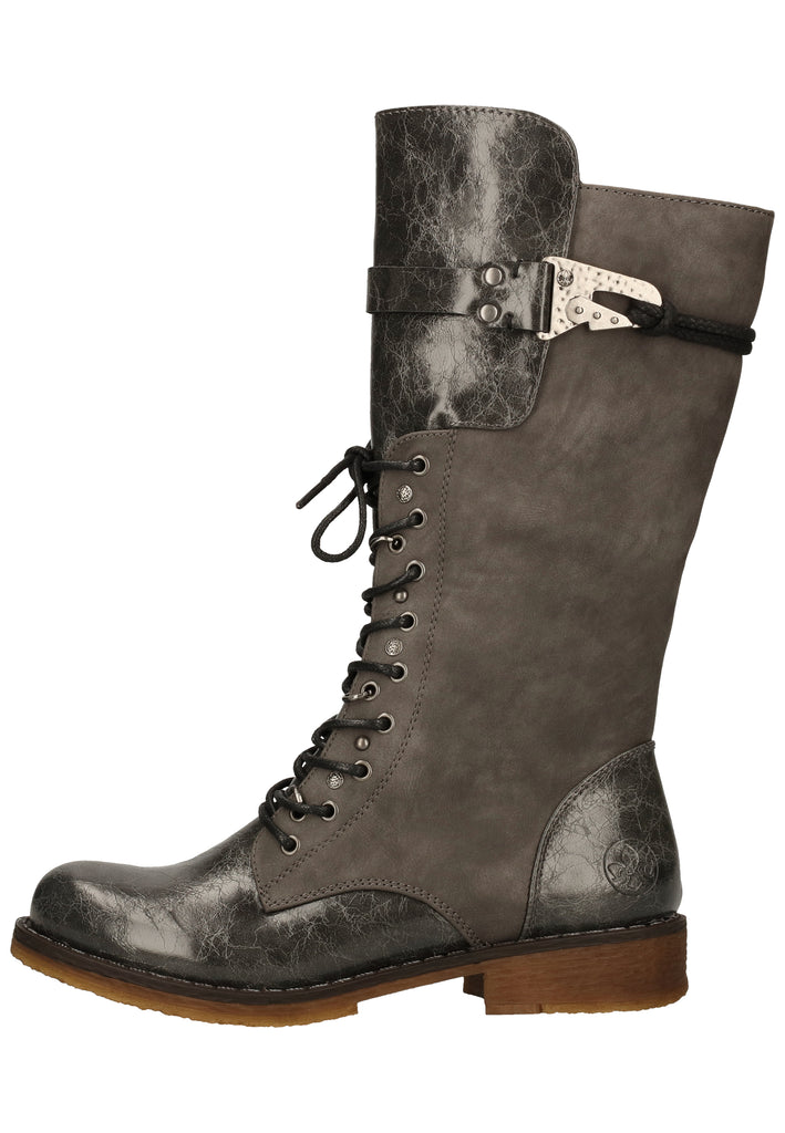 Rieker Stiefel Lederimitat Grau Warmfutter - surf4shoes