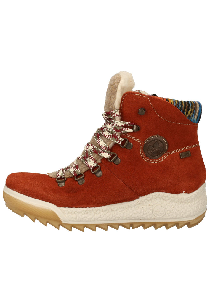 Rieker Stiefelette Leder/Synthetik Rotbraun Warmfutter - surf4shoes