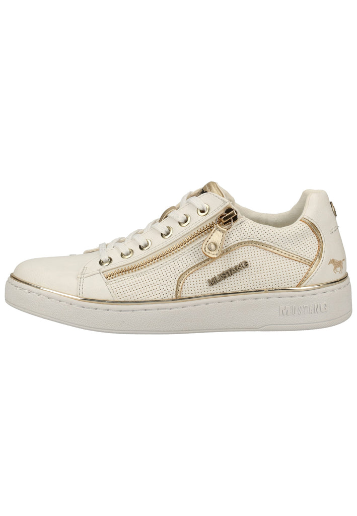 Mustang Sneaker Lederimitat Weiß/Gold - surf4shoes