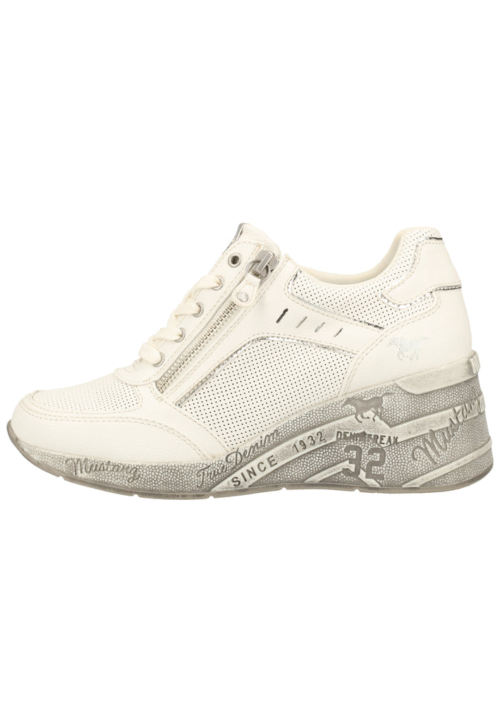 Mustang Halbschuhe Lederimitat Weiß - surf4shoes