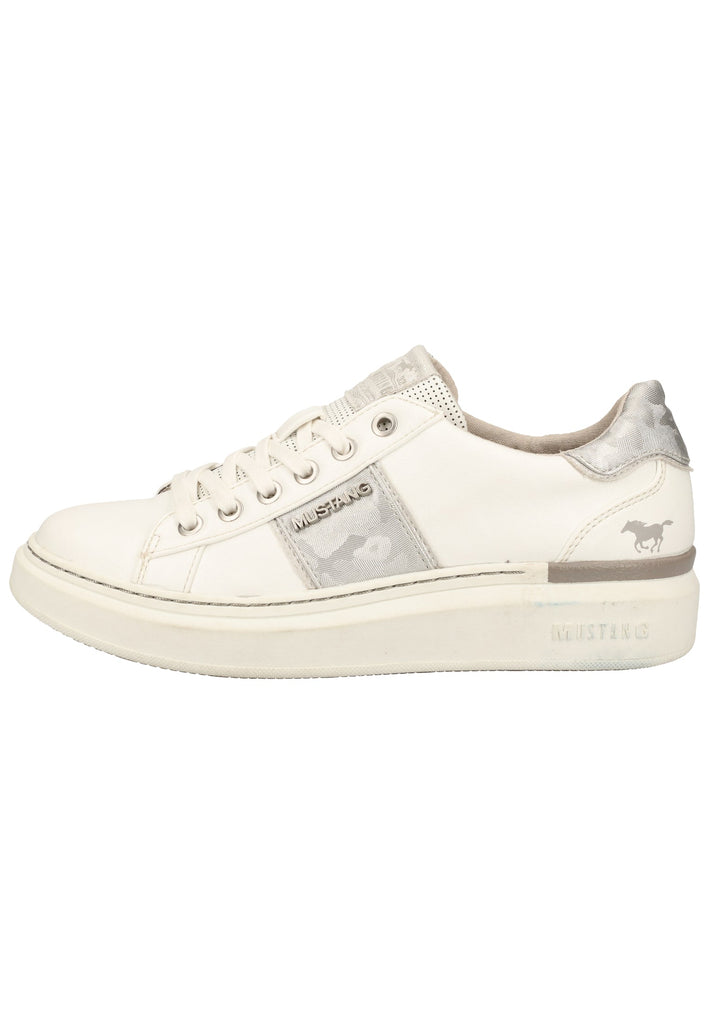 Mustang Sneaker Lederimitat Weiß/Silber - surf4shoes
