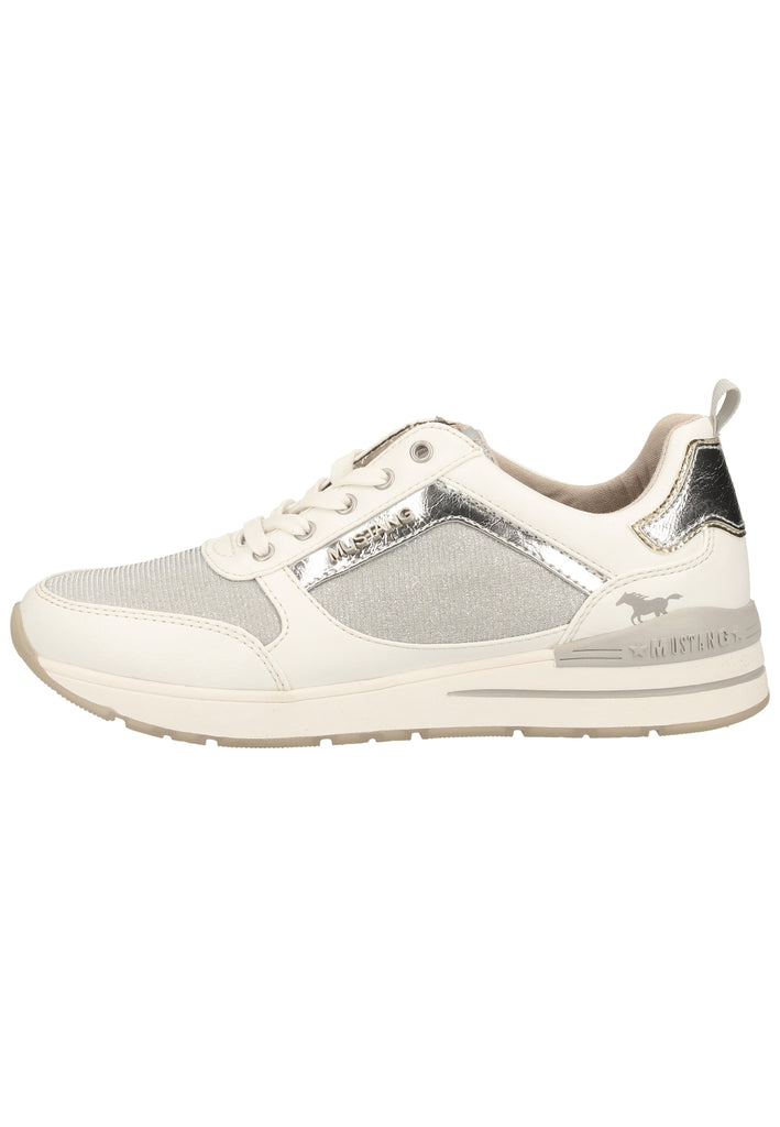 Mustang Halbschuhe Lederimitat/Textil Weiß/Silber - surf4shoes