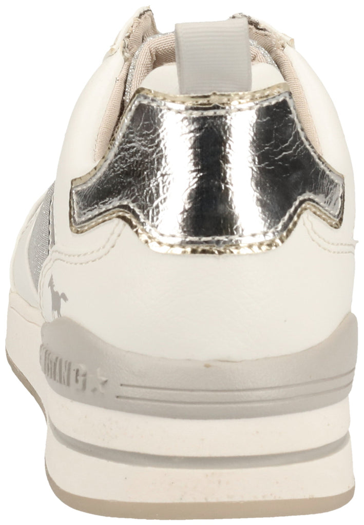Mustang Halbschuhe Lederimitat/Textil Weiß/Silber - surf4shoes