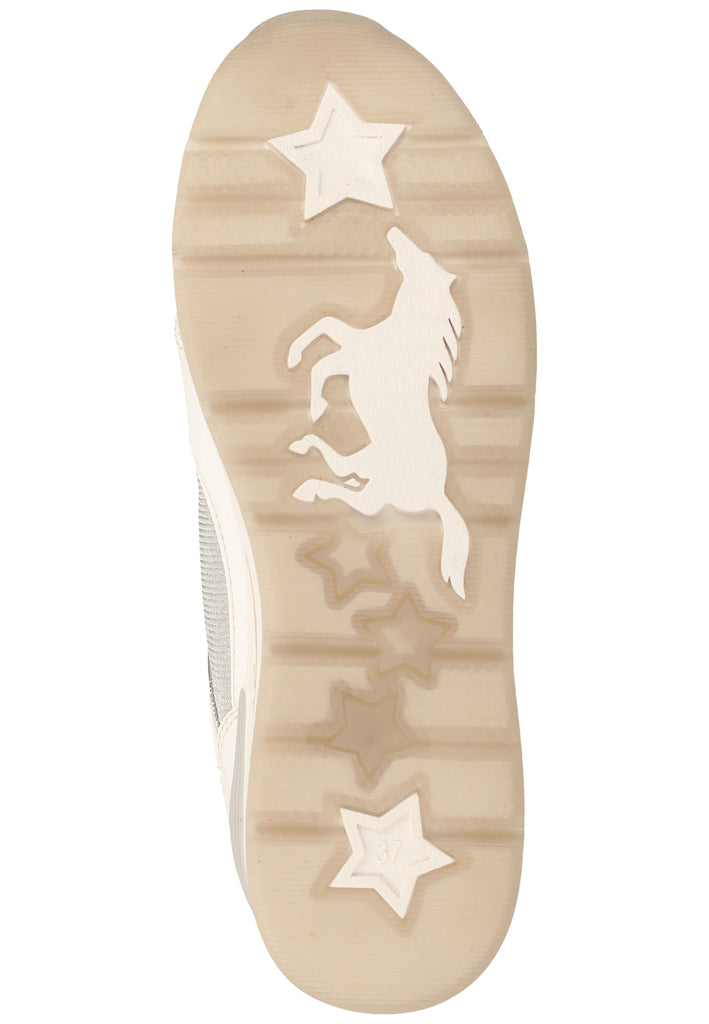 Mustang Halbschuhe Lederimitat/Textil Weiß/Silber - surf4shoes