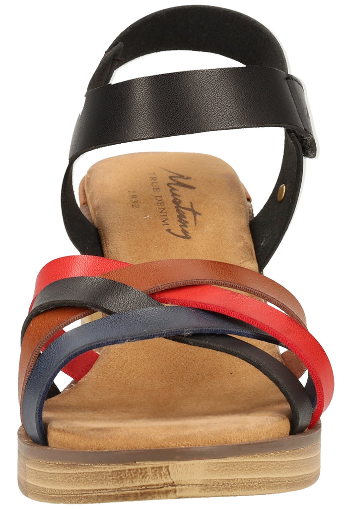 Mustang Sandalen Lederimitat Schwarz Multi - surf4shoes