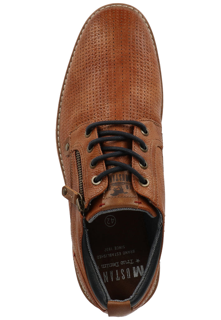 Mustang Halbschuhe Lederimitat Cognac - surf4shoes