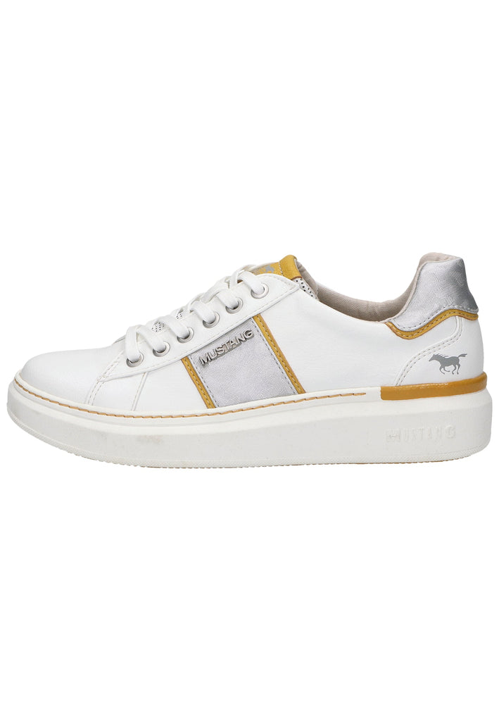 Mustang Sneaker Lederimitat Weiß/Gelb - surf4shoes